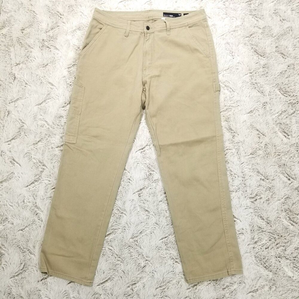W X Y Z Pants Mens 34×30 Brown Straight Work Flat front Light Wash